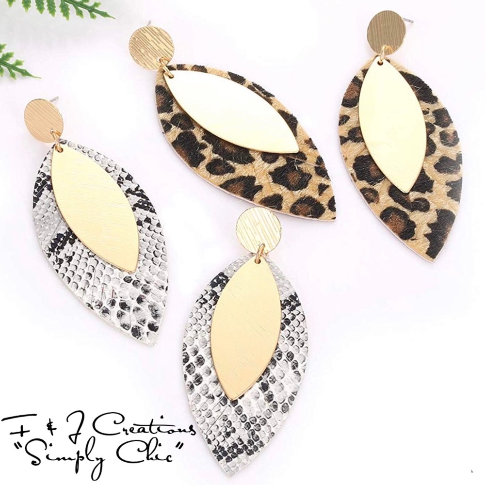 Cheetah/Snake Skin double layered earrings